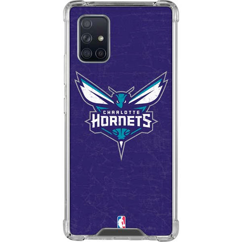 NBA Charlotte Hornets Distressed-Purple Galaxy A71 5G Clear Case