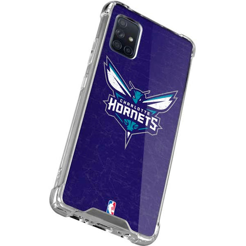NBA Charlotte Hornets Distressed-Purple Galaxy A71 5G Clear Case