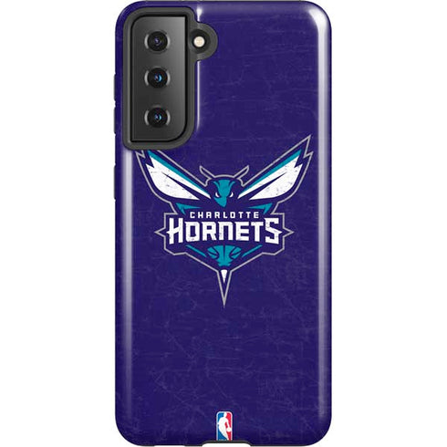 NBA Charlotte Hornets Distressed-Purple Galaxy S21 5G Pro Case