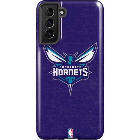 NBA Charlotte Hornets Distressed-Purple Galaxy S21 FE Pro Case
