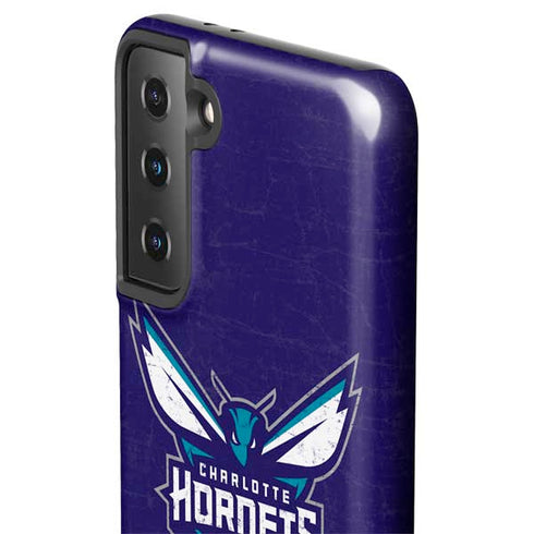 NBA Charlotte Hornets Distressed-Purple Galaxy S21 FE Pro Case