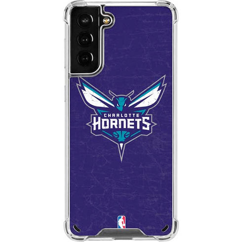 NBA Charlotte Hornets Distressed-Purple Galaxy S21 Plus 5G Clear Case