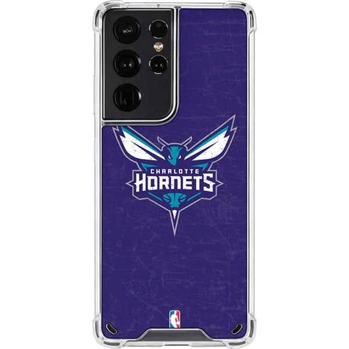 NBA Charlotte Hornets Distressed-Purple Galaxy S21 Ultra 5G Clear Case