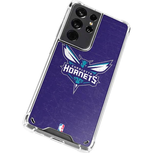 NBA Charlotte Hornets Distressed-Purple Galaxy S21 Ultra 5G Clear Case