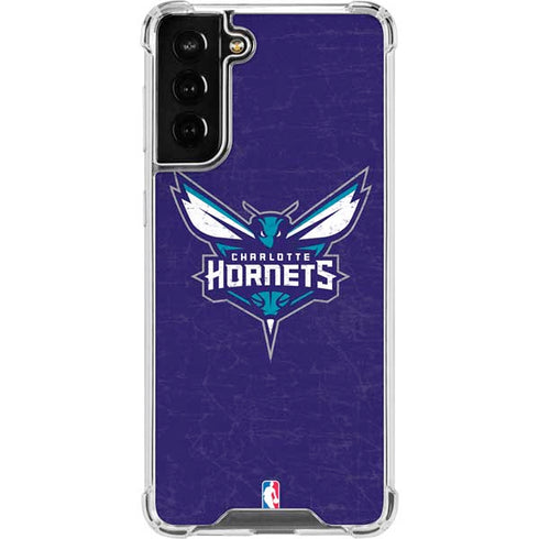 NBA Charlotte Hornets Distressed-Purple Galaxy S22 Plus Clear Case