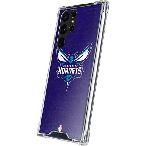 NBA Charlotte Hornets Distressed-Purple Galaxy S22 Ultra Clear Case