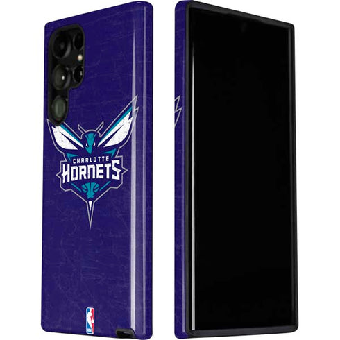 NBA Charlotte Hornets Distressed-Purple Galaxy S22 Ultra Pro Case