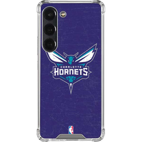 NBA Charlotte Hornets Distressed-Purple Galaxy S23 Clear Case