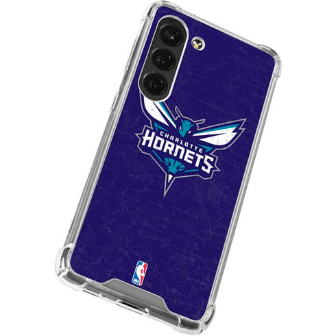 NBA Charlotte Hornets Distressed-Purple Galaxy S23 Clear Case