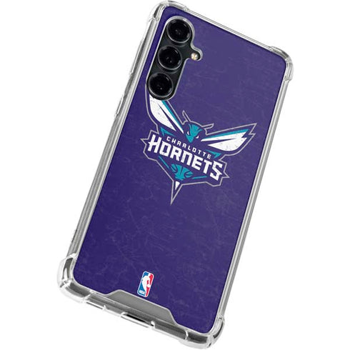 NBA Charlotte Hornets Distressed-Purple Galaxy S23 FE Clear Case