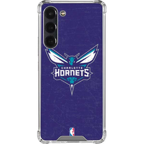 NBA Charlotte Hornets Distressed-Purple Galaxy S23 Plus Clear Case