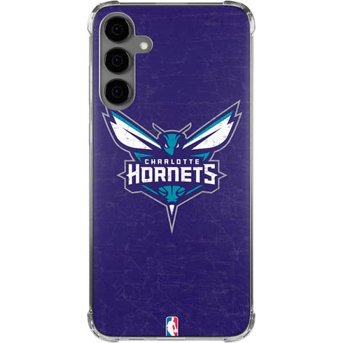 NBA Charlotte Hornets Distressed-Purple Galaxy S24 Plus Clear Case