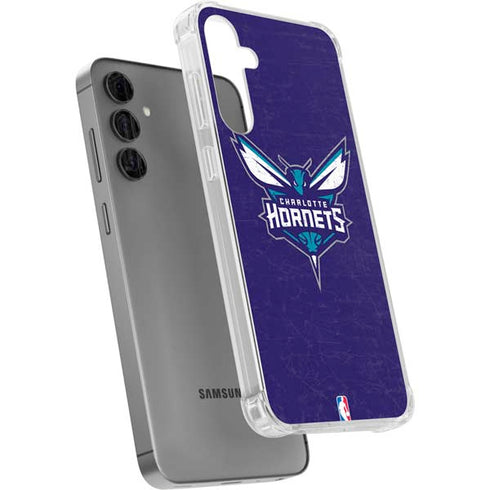 NBA Charlotte Hornets Distressed-Purple Galaxy S24 Plus Clear Case
