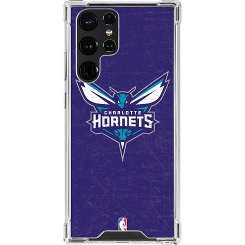 NBA Charlotte Hornets Distressed-Purple Galaxy S24 Ultra Clear Case