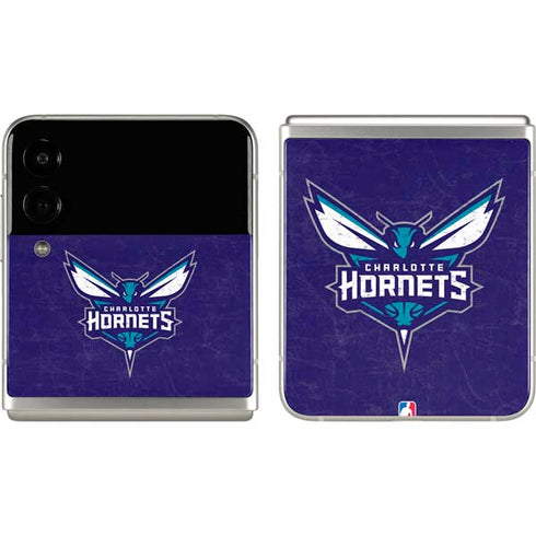 NBA Charlotte Hornets Distressed-Purple Galaxy Z Flip3 5G Skin