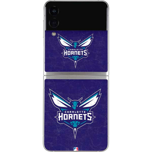 NBA Charlotte Hornets Distressed-Purple Galaxy Z Flip3 5G Skin