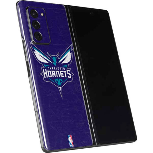 NBA Charlotte Hornets Distressed-Purple Galaxy Z Fold2 5G Skin