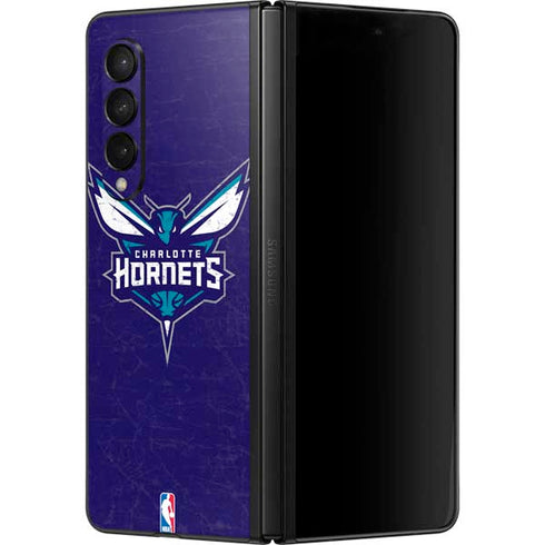 NBA Charlotte Hornets Distressed-Purple Galaxy Z Fold3 5G Skin