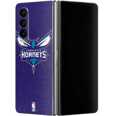 NBA Charlotte Hornets Distressed-Purple Galaxy Z Fold4 5G Skin