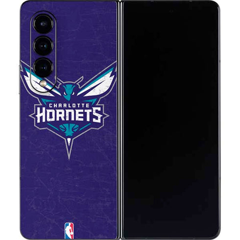NBA Charlotte Hornets Distressed-Purple Galaxy Z Fold4 5G Skin