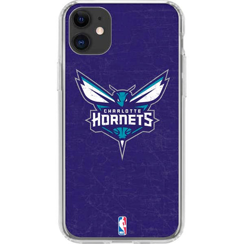 NBA Charlotte Hornets Distressed-Purple iPhone 11 Clear Case