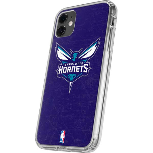 NBA Charlotte Hornets Distressed-Purple iPhone 11 Clear Case
