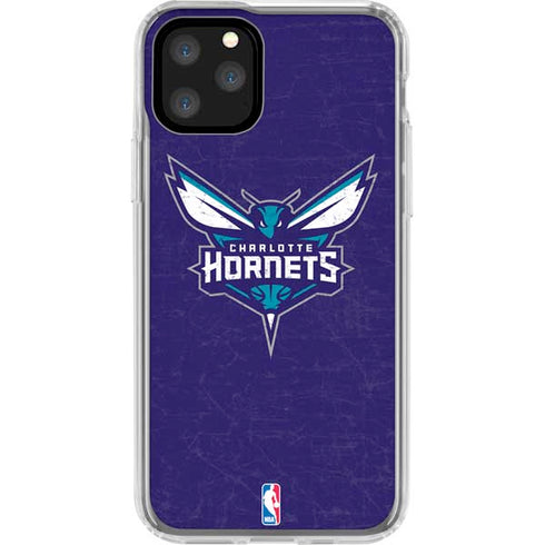 NBA Charlotte Hornets Distressed-Purple iPhone 11 Pro Clear Case