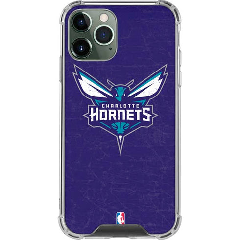 NBA Charlotte Hornets Distressed-Purple iPhone 11 Pro Max Clear Case