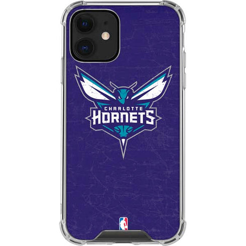 NBA Charlotte Hornets Distressed-Purple iPhone 12 Clear Case