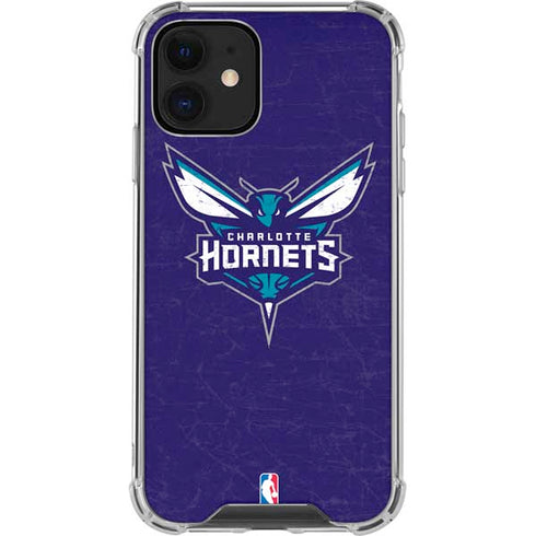 NBA Charlotte Hornets Distressed-Purple iPhone 12 Mini Clear Case