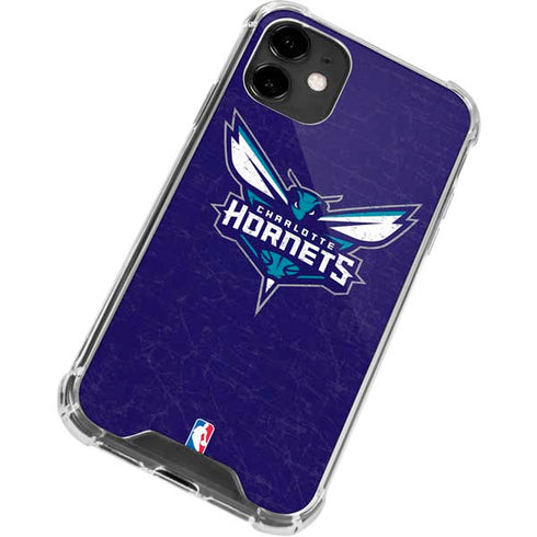 NBA Charlotte Hornets Distressed-Purple iPhone 12 Mini Clear Case