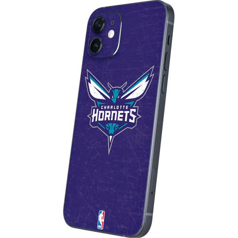NBA Charlotte Hornets Distressed-Purple iPhone 12 Skin