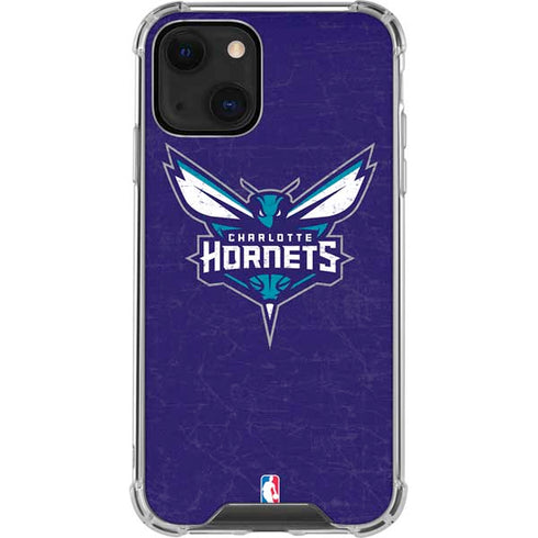 NBA Charlotte Hornets Distressed-Purple iPhone 13 Mini Clear Case