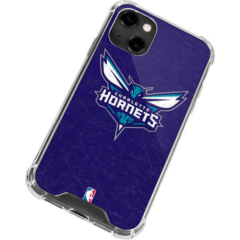 NBA Charlotte Hornets Distressed-Purple iPhone 14 Clear Case