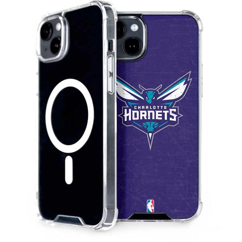 NBA Charlotte Hornets Distressed-Purple iPhone 15 Plus MagSafe Case