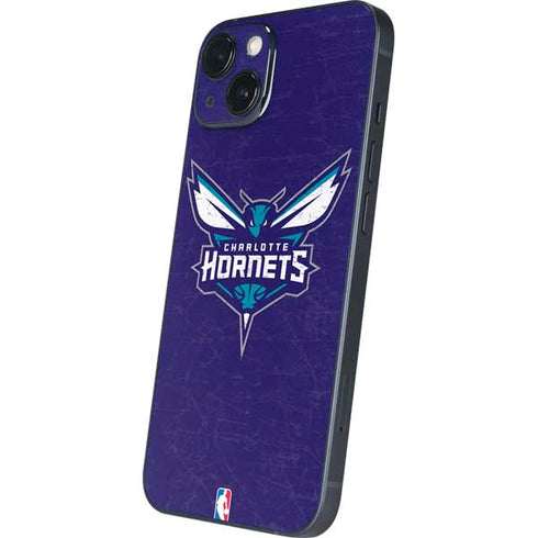 NBA Charlotte Hornets Distressed-Purple iPhone 14 Plus Skin