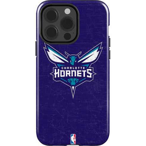 NBA Charlotte Hornets Distressed-Purple iPhone 15 Pro Impact Case