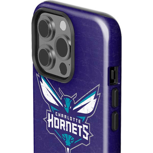 NBA Charlotte Hornets Distressed-Purple iPhone 15 Pro Impact Case