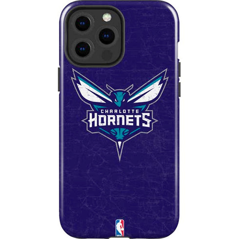 NBA Charlotte Hornets Distressed-Purple iPhone 14 Pro Max Impact Case