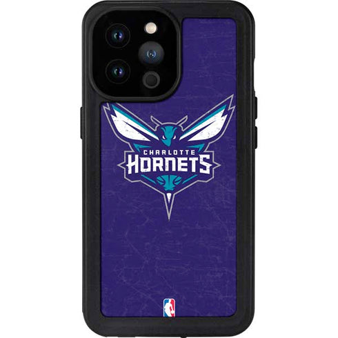 NBA Charlotte Hornets Distressed-Purple iPhone 14 Pro Max Waterproof Case