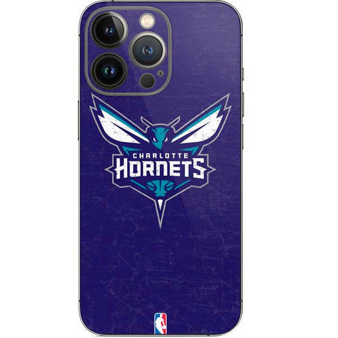 NBA Charlotte Hornets Distressed-Purple iPhone 15 Pro Skin