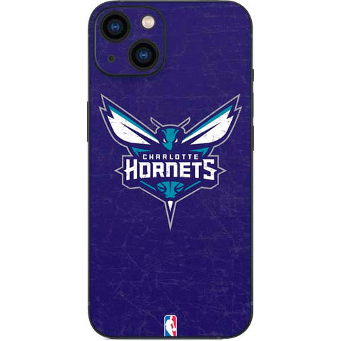 NBA Charlotte Hornets Distressed-Purple iPhone 14 Skin
