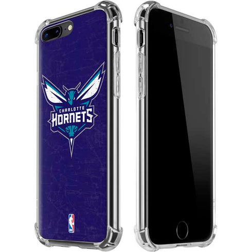 NBA Charlotte Hornets Distressed-Purple iPhone 7/8 Plus Clear Case