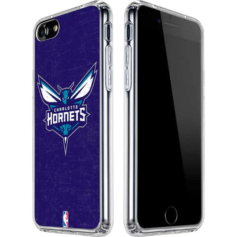 NBA Charlotte Hornets Distressed-Purple iPhone SE (2nd & 3rd Gen) Clear Case