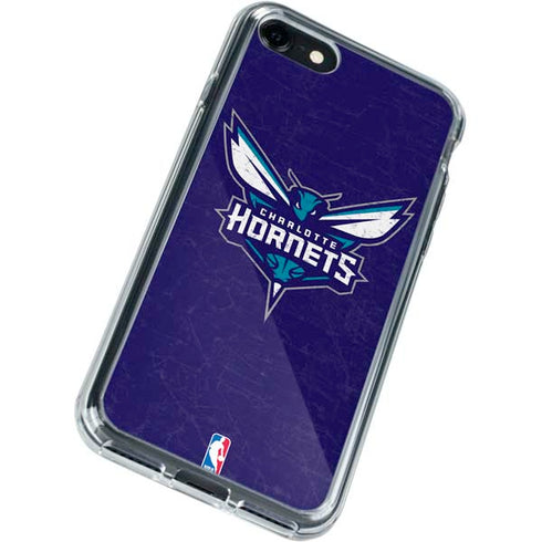 NBA Charlotte Hornets Distressed-Purple iPhone SE (2nd & 3rd Gen) Clear Case