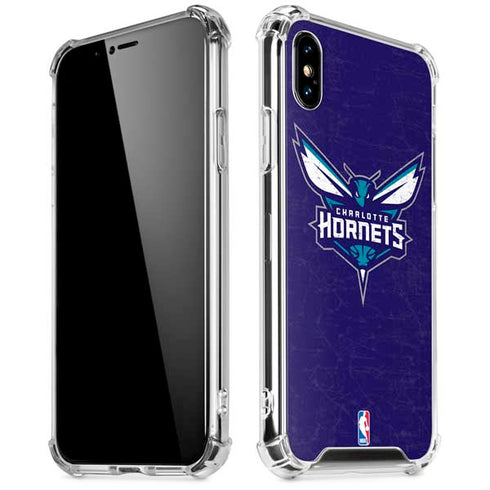 NBA Charlotte Hornets Distressed-Purple iPhone XS Max Clear Case
