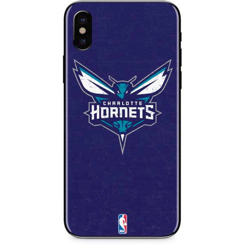 NBA Charlotte Hornets Distressed-Purple iPhone XS Skin