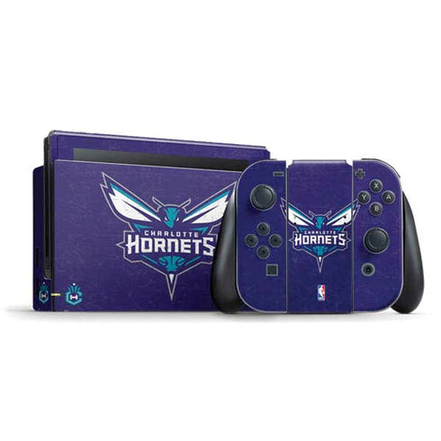 NBA Charlotte Hornets Distressed-Purple Nintendo Switch Bundle Skin