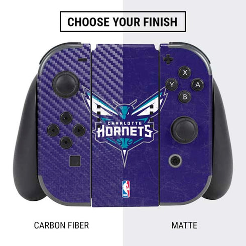 NBA Charlotte Hornets Distressed-Purple Nintendo Switch Bundle Skin