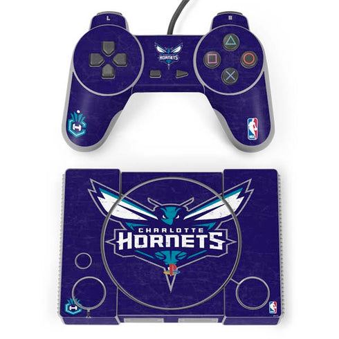 NBA Charlotte Hornets Distressed-Purple PlayStation Classic Bundle Skin